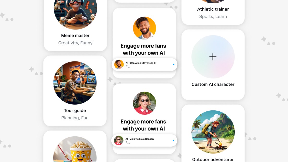 Official AI Studio launch artwork showing a collection of AI characters and creator profiles.